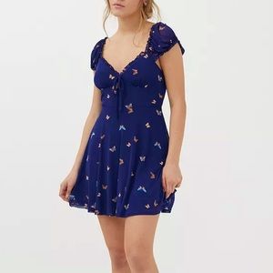 Urban Outfitters Audrey Butterfly Print Mesh Mini dress .